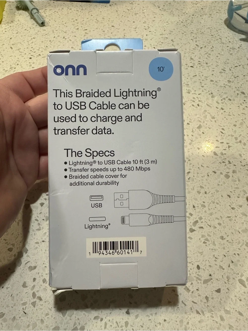 On Running Braided Lightning to USB Cable - Black & White